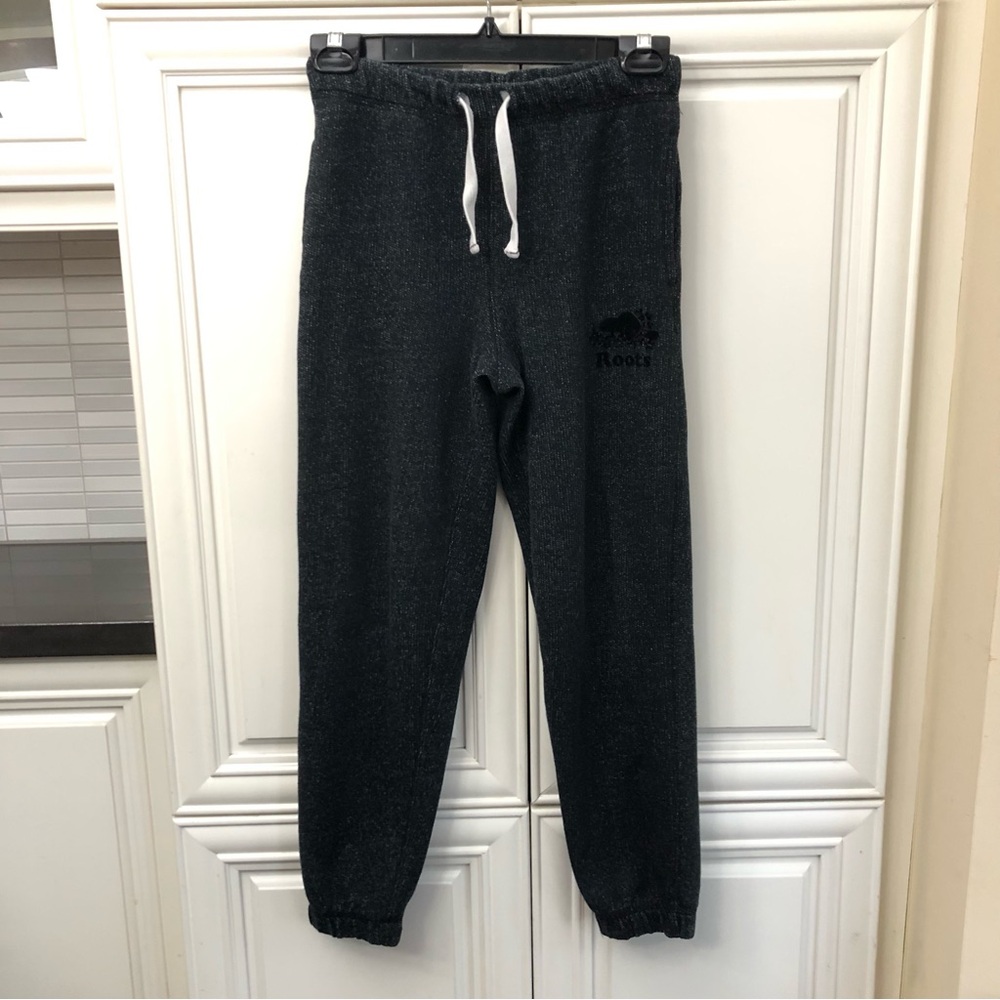 Roots Original black unisex kids salt & pepper sweatpants